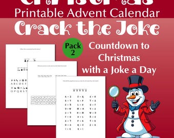 Printable Christmas Joke Advent Calendar for Kids, Christmas Countdown Puzzle - Pack 2
