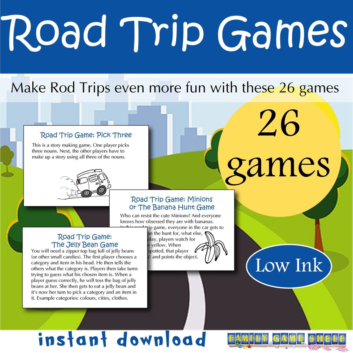 Printable Road Trip Games for Families, Family Road Trip Games, Travel