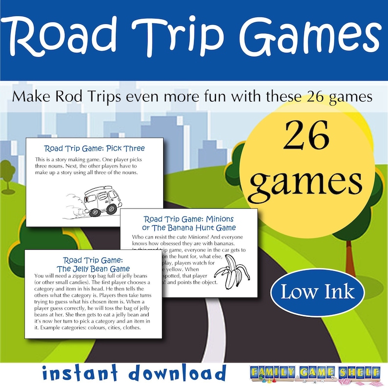 Printable Road Trip Games for Families, Family Road Trip Games, Travel ...
