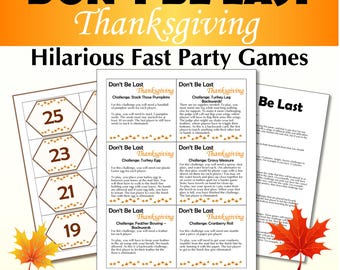 Don't Be Last Thanksgiving Party Games Printable, Minute Fall Games