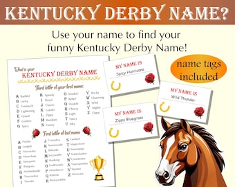 Kentucky Derby Party Game What's your Kentucky Derby name, Kentucky Derby Printable Games, Kentucky Derby Activities