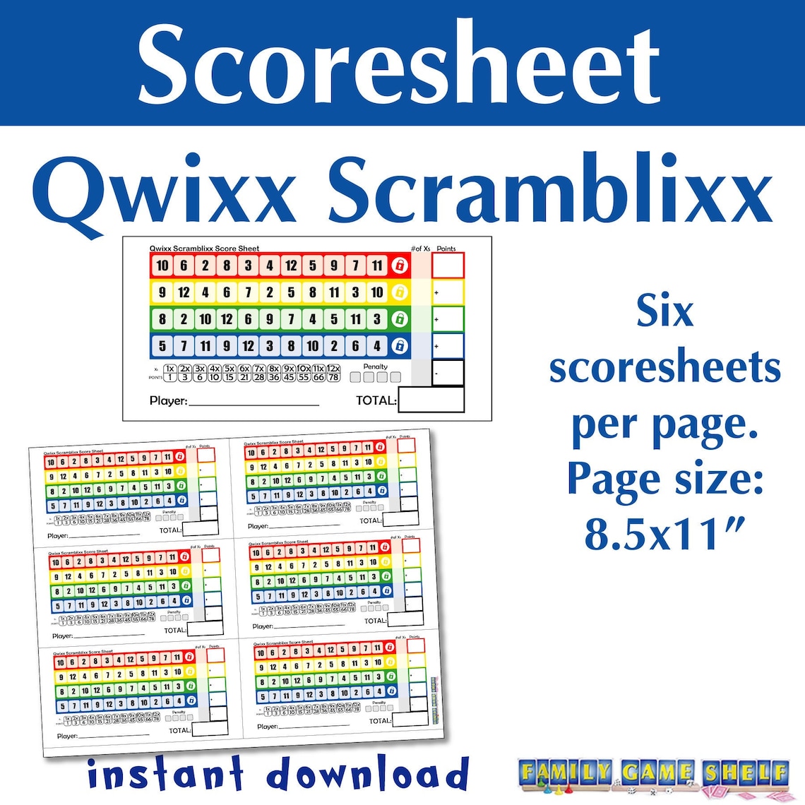 Printable Qwixx Scramblixx Scoresheets, Qwixx Scramblixx Score Pads ...