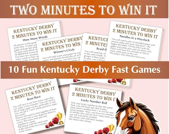 Kentucky Derby Minute to Win It Party Game, Kentucky Derby Printable Games, Race Horse Activities