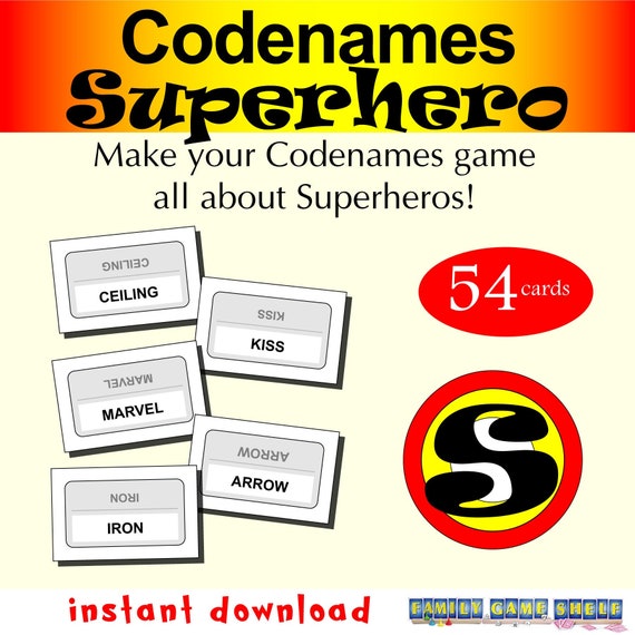 Printable Superhero Themed Codename Word Game Add on Cards - Etsy