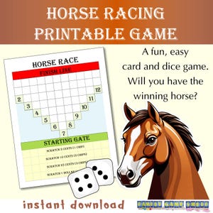 Horse Racing Board Game Printable for game night for adults