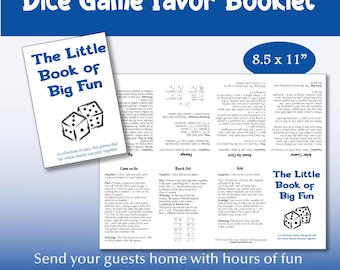 Printable Mini Dice Game Rules Booklet for family game night or party favor