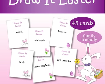 Printable Easter Draw It or Charades Game for family game night or Easter Party Game