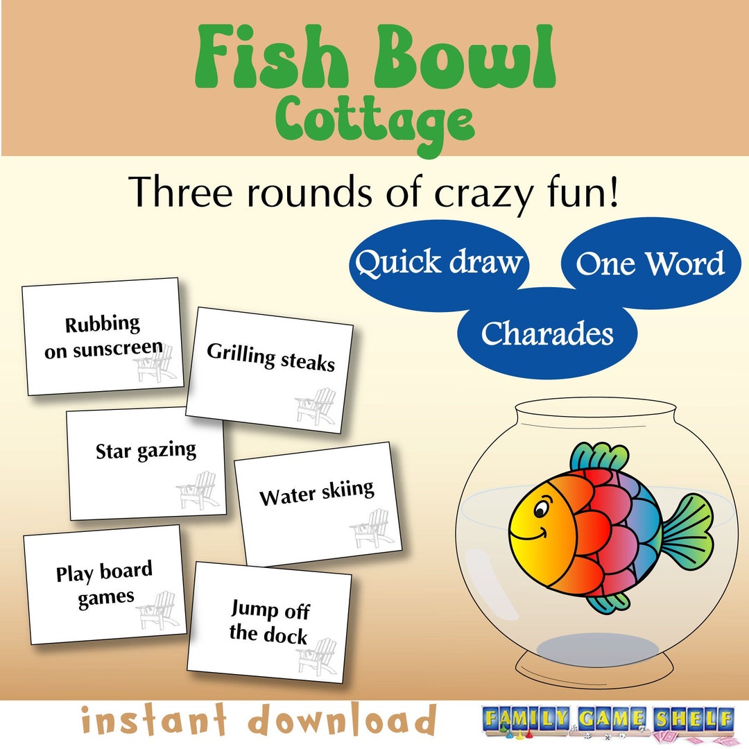 Printable Board Game Fish Bowl Cottage Party Game, Adult Game, Family ...