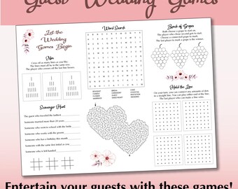 Wedding Guest Table Games Printable, DIY Wedding Guest Entertainment Ice Breaker Reception Activity for Adults