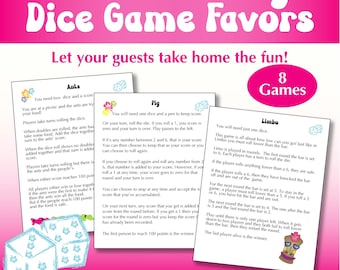 Summer Party Favors Dice Games Printable gift for students, Pack 1