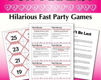 Don't Be Last Valentine's Day Party Games Printable, Minute Games for Galantines and Classrooms