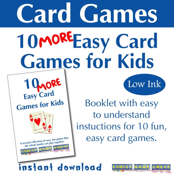 Printable Card Games for Kids, Easy card games for kids, printable card game rules, card game instructions, Printable card games booklet