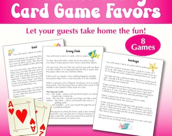 Summer Party Favors Card Games Printable gift for students, Pack 1