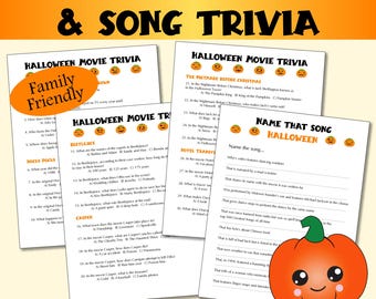 Halloween Movie and Song Trivia Game, Printable Halloween Trivia, Halloween Party Games, Halloween Activities, Adult Halloween Games
