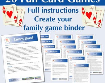 Printable Card Game Rules and Instructions for 20 Fun Card Games for Family Game Night