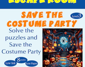 Escape Room for kids printable, Costume Party game, Halloween party game, birthday party games, kids puzzles, printable escape room kit