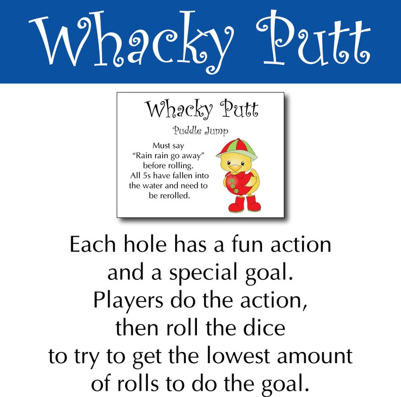 Printable Mini Golf Dice Game For Family Game Night Printable Etsy