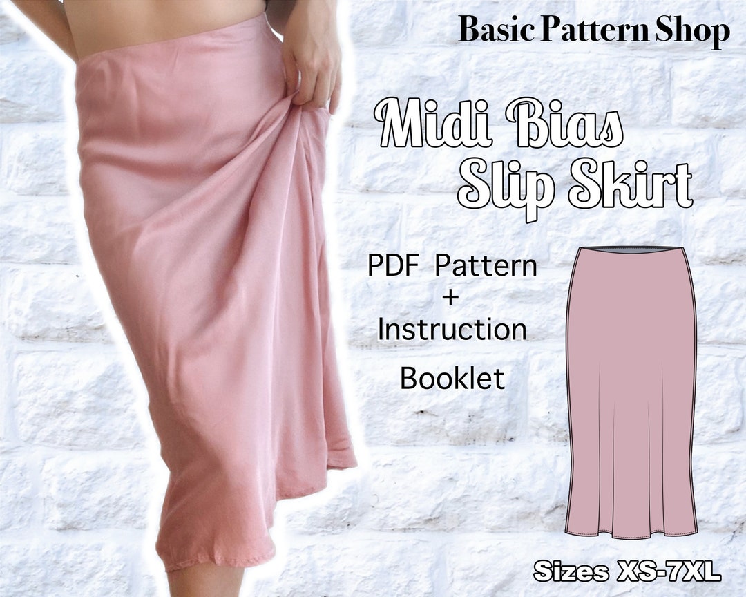 Midi Bias Slip Skirt Digital PDF Sewing Pattern US Size - Etsy