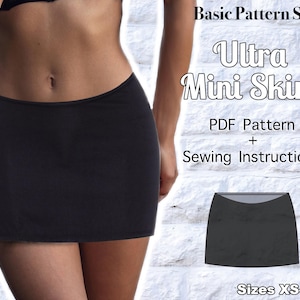 Ultra minirok | Digitaal PDF-naaipatroon | Amerikaanse maten XS-6XL | Direct te downloaden met 10 printbare maten