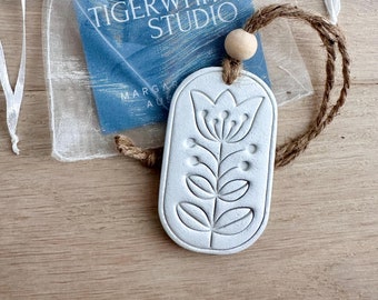 Handgemachter Auto-Diffusor aus Tonblumen: Boho Aromatherapie für ätherisches Öl Lufterfrischer