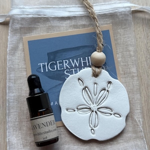 Handmade Sand Dollar Clay Diffuser & Essential Oil Gift Set, Car Freshener, Essential Oil Aromatherapy