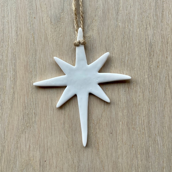 Scandi Clay Star, Tree Ornaments, Wall Hanging, Scandi Christmas Decor, Nordic Decoration, Handmade Ornaments, Scandi Christmas