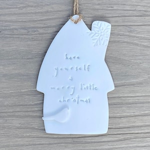 Christmas Ornament, Housewarming Wall Hanging Clay House, Scandi Christmas Decor, Polymer Clay Wall Art, Handmade Ornaments