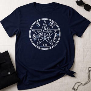 Tetragrammaton Pentagram Shirt | Occult Alchemy Symbol Tee | Esoteric Magick Protection Sigil | Mystical Unisex Gildan Softstyle T Shirt