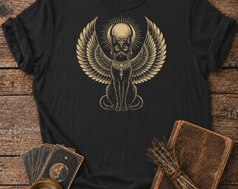 Egyptian Cat Goddess Shirt - Winged Sacred Cat Ancient Egypt T-Shirt
