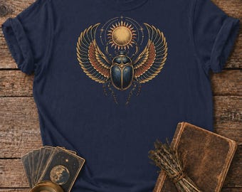 Winged Scarab Shirt - Egyptian Sun Beetle Tee - Ancient Symbol Graphic