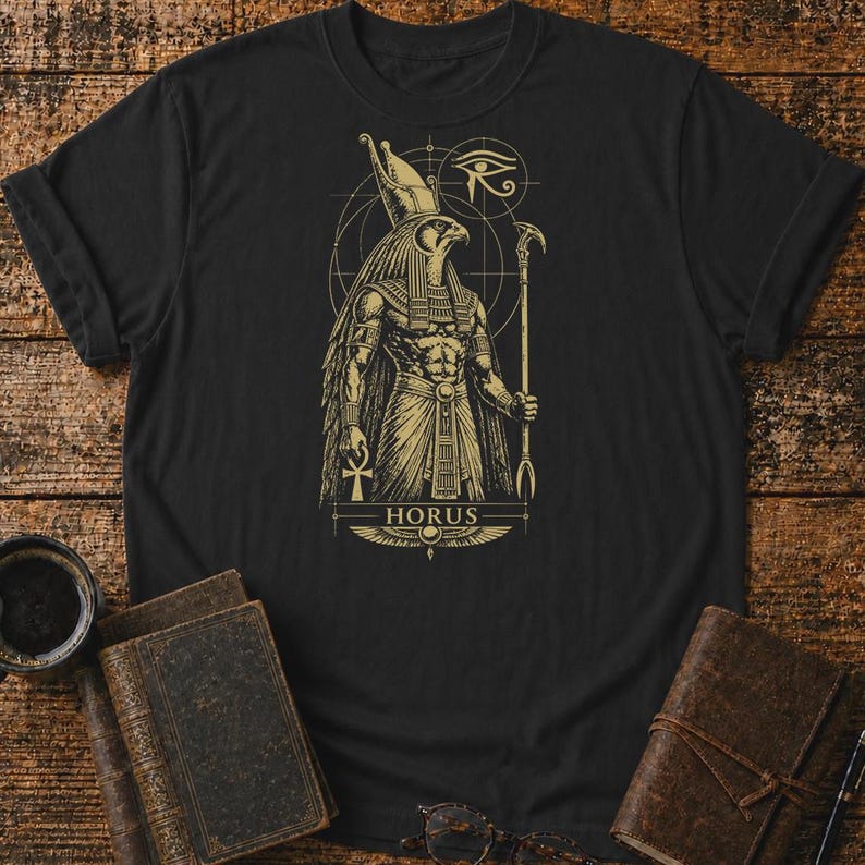 Horus Shirt – Egyptian Falcon God – Eye of Horus and Ankh – Ancient ...
