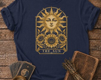 Sun Tarot Shirt - Celestial Sunflower Tee - Vintage Mystical Sun Graphic