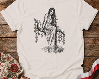 Rusałka Slavic Water Spirit Shirt - Willow Tree Polish Folklore T-Shirt