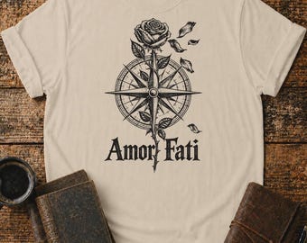 Stoic Rose Compass Shirt - Love Your Fate Philosophy T-Shirt