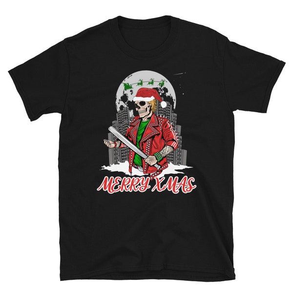 Merry Xmas Punker Skull Ugly Christmas Funny Gift Unisex T-Shirt