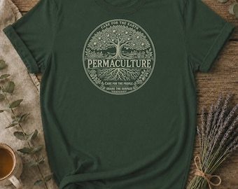 Permaculture Tree Shirt - Care for Earth Tee - Organic Garden Gift - Sustainable Living Unisex T-Shirt