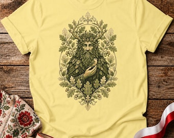 Leshy Oak Forest Shirt - Slavic Woodland Spirit Tee - Oak Leaf Guardian Graphic - Pagan Folklore Unisex Shirt