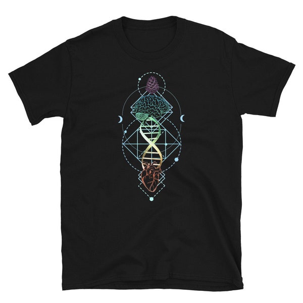 Brain, Pineal Gland, All Seeing Eye, Pine Cone, Third Eye, Mind Opening, Heart Coherence, MeditationShort-Sleeve Unisex T-Shirt