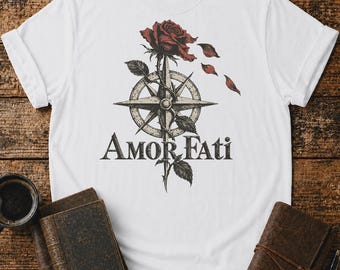 Stoic Rose Compass Shirt - Love Your Fate Philosophy T-Shirt