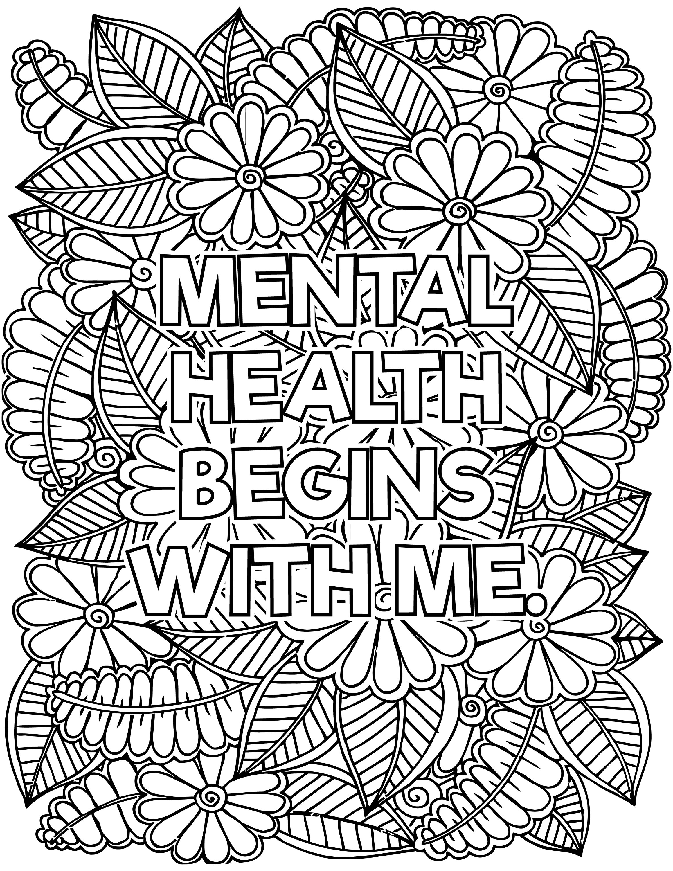10 Mental Health AFFIRMATIONS Coloring Book Pages | Etsy