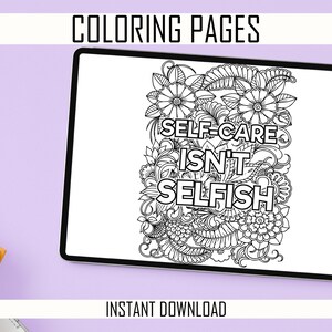 5 Coloring Book Pages, Mental Health Affirmations, Coloring Pages, Adult Coloring Pages