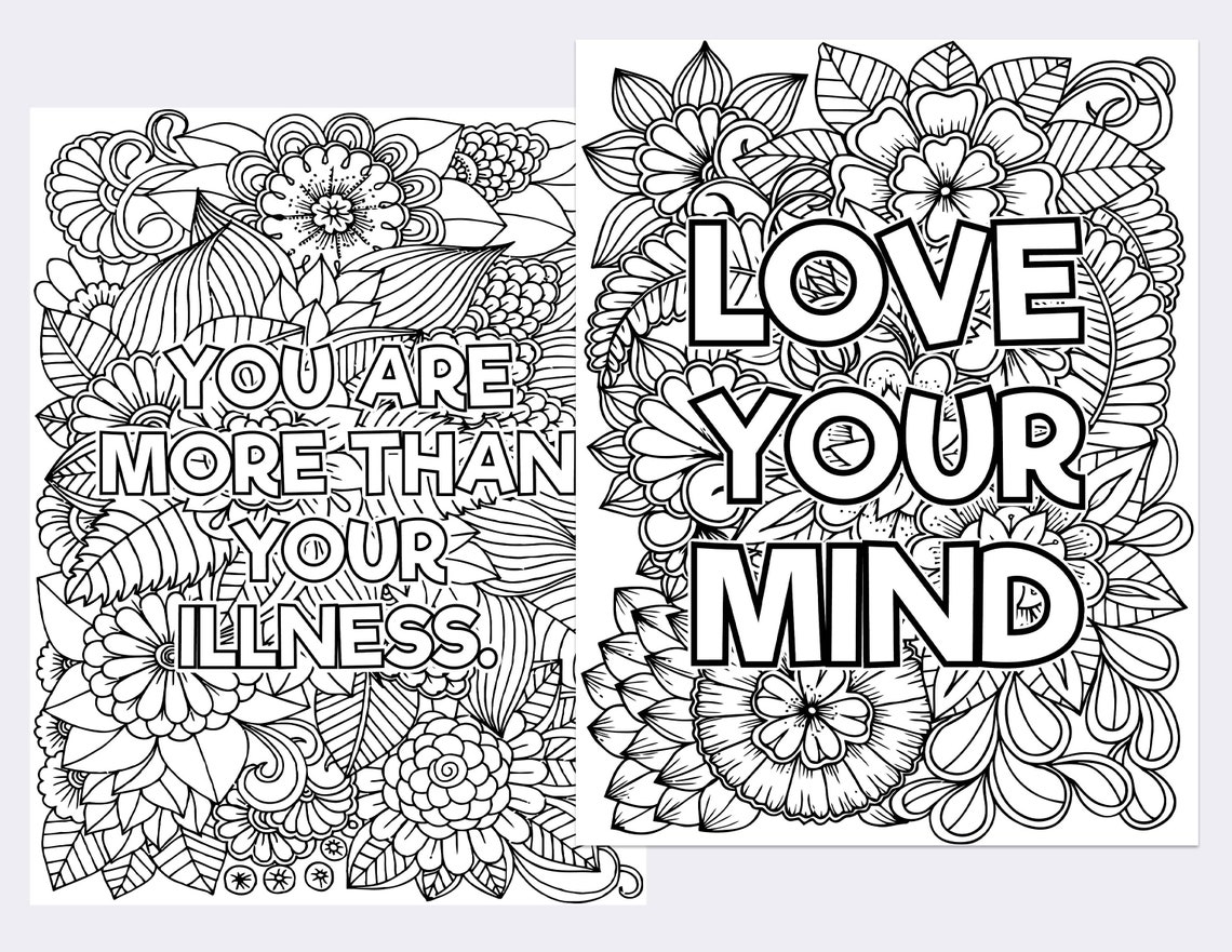 15 mental health affirmations coloring book pages etsy