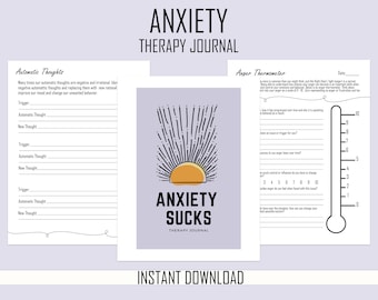 Angst saugt Therapie Journal: Schaffung neuer Grundüberzeugungen, psychische Gesundheit, Kognitives Verhalten, Selbstwertgefühl, Sofortiger druckbarer Download