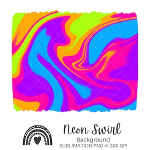 Sublimation PNG | Neon Swirl | Neon Brights Spring Summer PNG Background | Gouache Texture | Digital Download Commercial Use