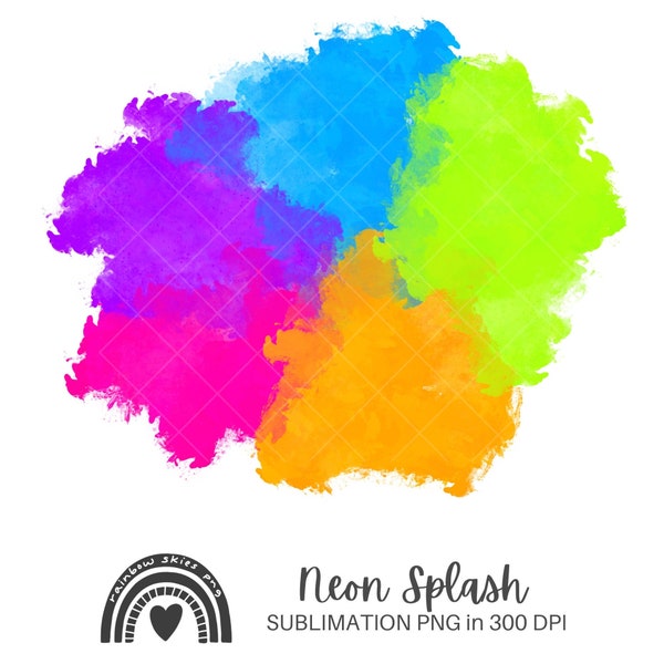 Neon Sublimation PNG | Neon Splash | Bright Colors Transparent PNG | Digital Download Commercial Use