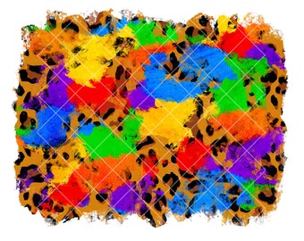 Sublimación PNG Fondo Rainbow Splash en Leopard Spring Summer Pride Descarga digital Uso comercial
