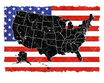 USA Silhouette Sublimation PNG: American Flag Patriotic Design (Digital Download)