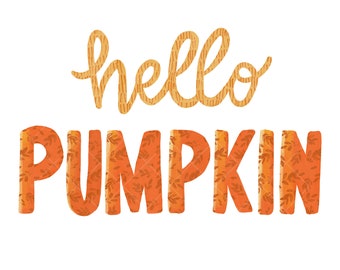 Hello Pumpkin Sublimation PNG Fall Clip Art Digital Download Commercial Use