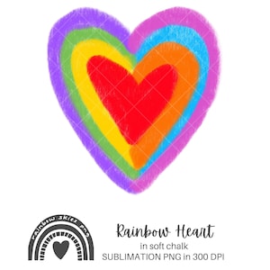 Rainbow Heart Sublimation PNG | Rainbow Pride | Love Clip Art | LGBTQ | Digital Download Commercial Use