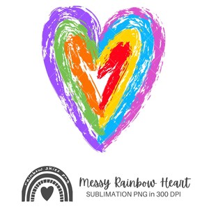 Rainbow Heart Sublimation PNG | Rainbow Pride | Rainbow Clip Art | Heart Clip Art | LGBTQ | Digital Download Commercial Use